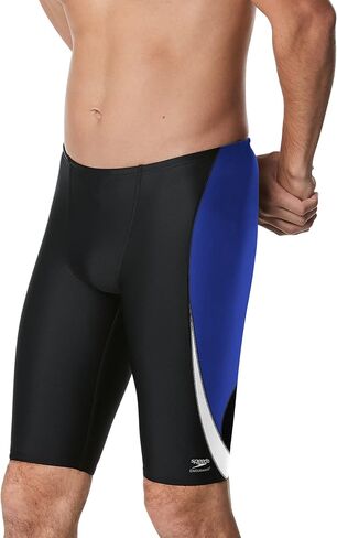 Speedo Men's Standard Swimsuit Jammer Endurance+ Splice Team Colors, Edge Black/Blue, 32 in Saudi Arabia