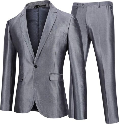 YFFUSHI Mens 2 Piece Suits One Button Formal Slim Fit Solid Color Wedding Tuxedo in Kuwait