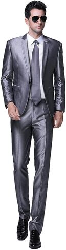 YFFUSHI Mens 2 Piece Suits One Button Formal Slim Fit Solid Color Wedding Tuxedo in Kuwait