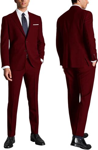 Datysum Men Suit 2 Piece Groomsmen Tuxedo Prom Blazer Slim Fit Suits Two Button Wedding Dress Jacket Pants Set with Tie in Kuwait