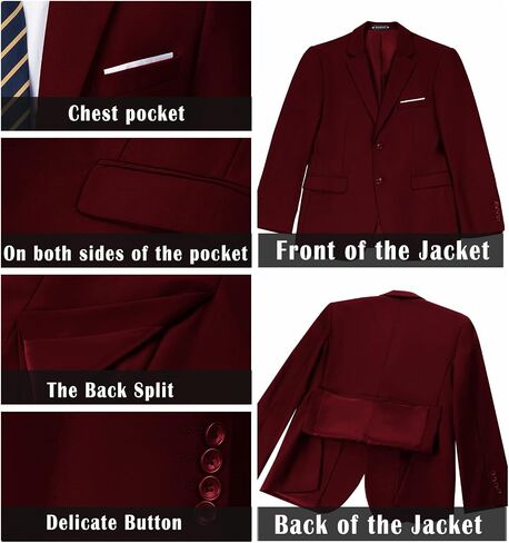 Datysum Men Suit 2 Piece Groomsmen Tuxedo Prom Blazer Slim Fit Suits Two Button Wedding Dress Jacket Pants Set with Tie in Kuwait