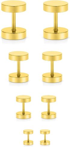 Cisyozi 18G مقاييس وهمية أقراط الأزرار للنساء الجراحية الصلب أقراط مسطحة الغضروف اللولب الزنمة أقراط شحمة الأذن الأزرار الثقب للنساء الرجال حجم الطائرة 3 مم 4 مم 5 مم 6 مم in Kuwait