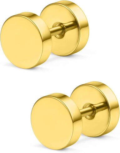 Cisyozi 18G مقاييس وهمية أقراط الأزرار للنساء الجراحية الصلب أقراط مسطحة الغضروف اللولب الزنمة أقراط شحمة الأذن الأزرار الثقب للنساء الرجال حجم الطائرة 3 مم 4 مم 5 مم 6 مم in Kuwait