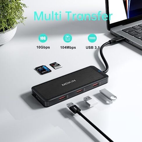 Laptop Docking Station Dual Monitor, USB C Hub 3 Monitors with 2 HDMI, DisplayPort, VGA, PD Charging, USB A&C 2.0 Ports, MOKiN Multi Monitors Adapter for Dell/HP/Lenovo in Saudi Arabia