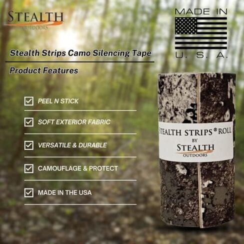 Stealth Strips® Strata Camo Silencing Tape | Self Adhesive Silencing Fabric | Great for Quieting All of Your Metal Hunting Gear and Accessories | (2" X 60" Roll) (Strata Camo, 2" Wide) in Kuwait