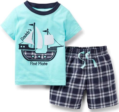 Bumeex Toddler Boys Cotton Clothing Sets Short Sleeve Tee and Shorts in Kuwait
