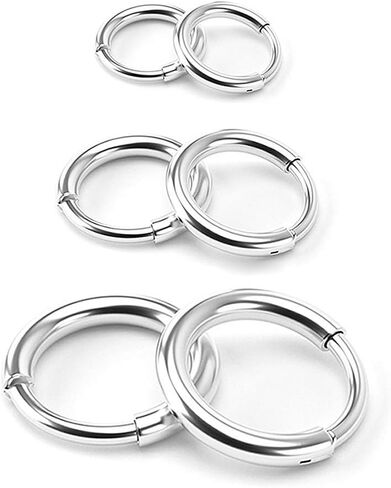 Surgical Stainless Steel Hoop Earrings - Endless Small Hoop Earrings Set for Men Women, Hypoallergenic Tragus Cartilage Sleeper Earrings(8/10/12mm) in Kuwait