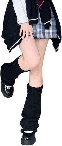 تدفئة الساق النسائية Y2k المضلعة المحبوكة Harajuku Kawaii لتدفئة الساق ملابس الشارع in Kuwait
