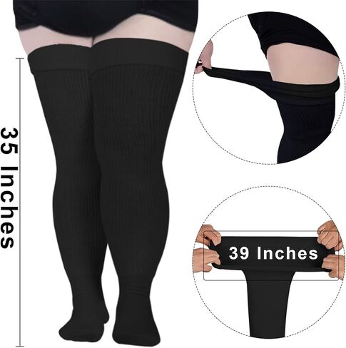 Plus Size Womens Thigh High Socks for Thick Thighs- Extra Long & Thick Over the Knee Stockings- Leg Warmer Boot Socks in Kuwait