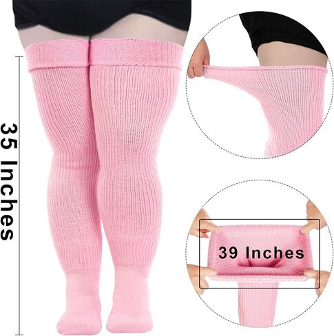Plus Size Womens Thigh High Socks for Thick Thighs- Extra Long & Thick Over the Knee Stockings- Leg Warmer Boot Socks in Kuwait