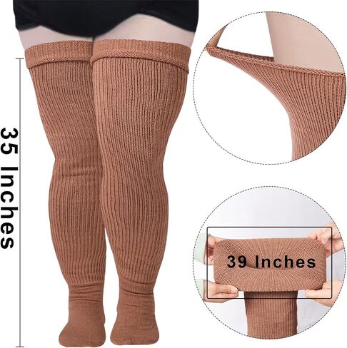 Plus Size Womens Thigh High Socks for Thick Thighs- Extra Long & Thick Over the Knee Stockings- Leg Warmer Boot Socks in Kuwait