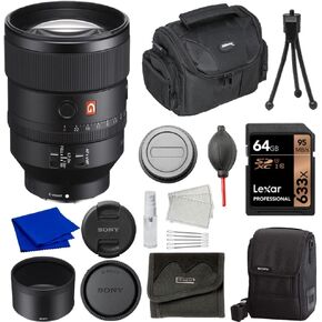 Sony FE 135mm F1.8 GM (SEL135F18GM) Camera Lens Bundle with Gadget Bag, Lexar 64GB SD Card & More (7 Items) | Sony 135mm Lens in Saudi Arabia