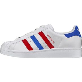 حذاء رياضي Adidas Originals Superstar، أبيض/أزرق/قرمزي، 3.5 US للجنسين للأطفال الصغار in Saudi Arabia