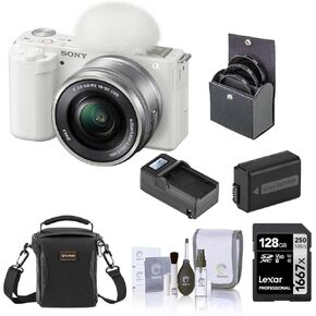 Sony ZV-E10 Mirrorless Vlog Camera with 16-50mm Lens, White - Bundle with 1 in Kuwait