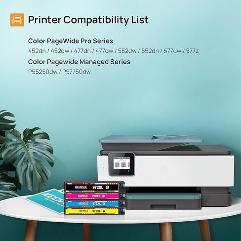 972X 972A KEENKLE خرطوشة حبر بديلة معاد تصنيعها لـ HP 972X 972A 972 | تعمل مع طابعات PageWide Pro 477dw 577dw 452dn 452dw 477dn 552dw 577z 552dn (أسود، سماوي، أرجواني، أصفر) in Saudi Arabia