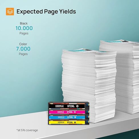 972X 972A KEENKLE خرطوشة حبر بديلة معاد تصنيعها لـ HP 972X 972A 972 | تعمل مع طابعات PageWide Pro 477dw 577dw 452dn 452dw 477dn 552dw 577z 552dn (أسود، سماوي، أرجواني، أصفر) in Saudi Arabia