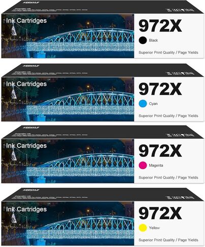 972X 972A KEENKLE خرطوشة حبر بديلة معاد تصنيعها لـ HP 972X 972A 972 | تعمل مع طابعات PageWide Pro 477dw 577dw 452dn 452dw 477dn 552dw 577z 552dn (أسود، سماوي، أرجواني، أصفر) in Saudi Arabia