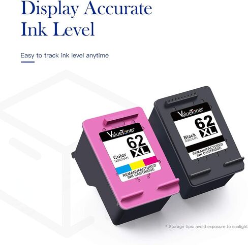 Valuetoner Remanufactured Ink Cartridge Replacement for HP 62XL 62 XL to use with Envy 5540 5640 5660 7644 7645 OfficeJet 5740 8040 OfficeJet 200 250 Series Printer (1 Black, 1 Tri-Color, 2-Pack) in Kuwait