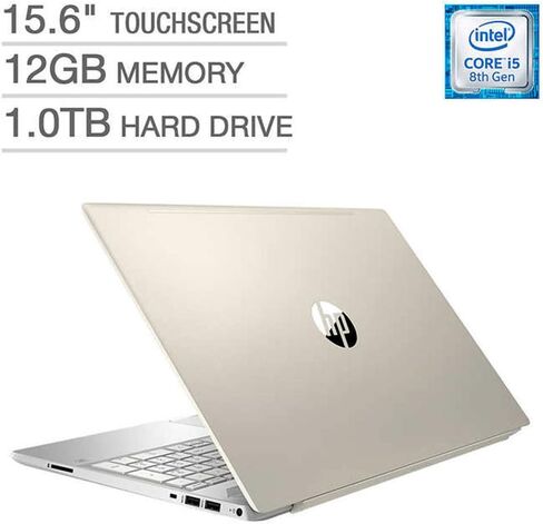 2018 Newest HP Pavilion Business Flagship Laptop PC 15.6" HD Touchscreen Display 8th Gen Intel i5-8250U Quad-Core Processor 12GB DDR4 RAM 1TB HDD Backlit-Keyboard Bluetooth B&O Audio Windows 10-Gold in Saudi Arabia