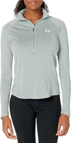 Under Armour Women's Standard Tech Twist ½ Zip Long Sleeve Pullover, (781) Opal Green/White/Metallic Silver, Large in Saudi Arabia