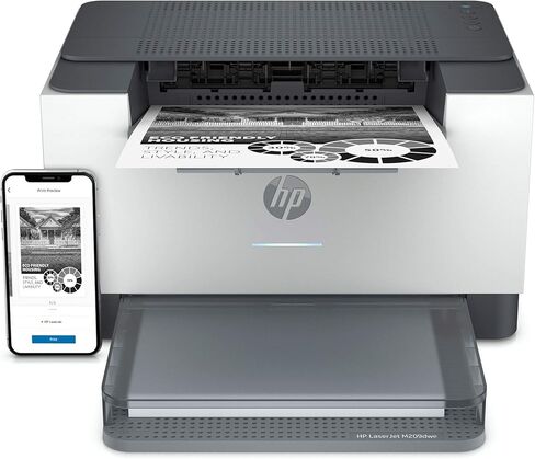 طابعة HP LaserJet M209dwe اللاسلكية بالأبيض والأسود مع HP+ وخراطيش مجانية لمدة 6 أشهر (6GW62E) in Kuwait