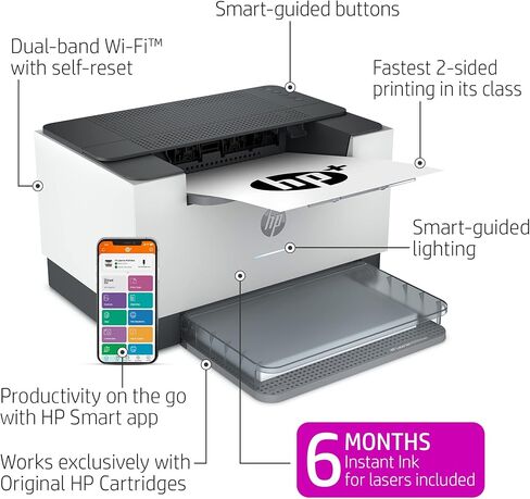 طابعة HP LaserJet M209dwe اللاسلكية بالأبيض والأسود مع HP+ وخراطيش مجانية لمدة 6 أشهر (6GW62E) in Kuwait