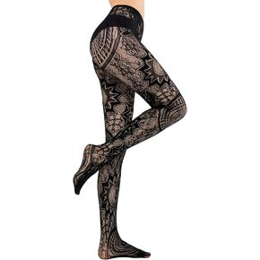 HONENNA Patterned Fishnets Tights Black Pantyhose Stockings for Women, 1-6 Pairs