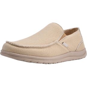 Canven Mens Canvas Shoes Slip On Loafers Deck Shoes Walking Lightweight Causal Slip-ons