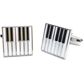 Piano Keys Cufflinks Gift Music Fan Cuff Links (White Silver) in Kuwait