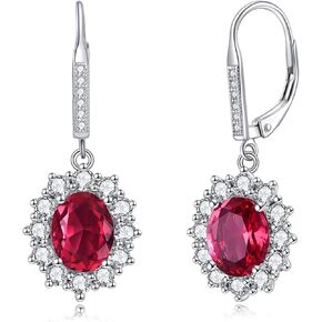 YFN Sterling Silver Created Oval Cut Birthstone Drop Dangle Women Leverback Earrings Gifts for Women Mom in Saudi Arabia