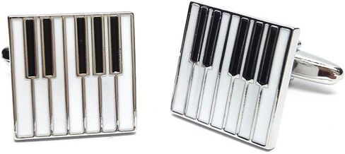 Piano Keys Cufflinks Gift Music Fan Cuff Links (White Silver) in Saudi Arabia