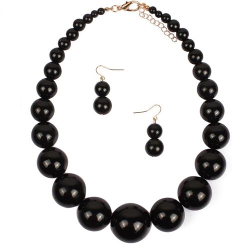 KOSMOS-LI Large Style Big Imitate Pearl Strand Choker Necklace With Earrings Set in Kuwait