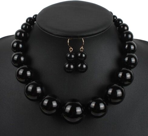 KOSMOS-LI Large Style Big Imitate Pearl Strand Choker Necklace With Earrings Set in Kuwait
