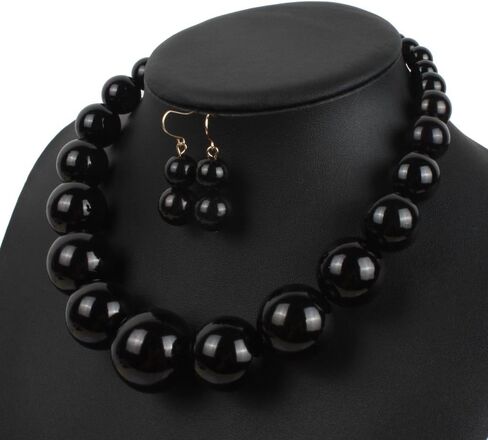 KOSMOS-LI Large Style Big Imitate Pearl Strand Choker Necklace With Earrings Set in Kuwait