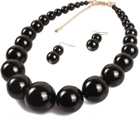 KOSMOS-LI Large Style Big Imitate Pearl Strand Choker Necklace With Earrings Set in Kuwait