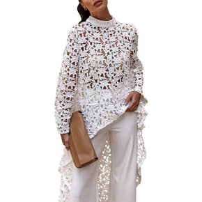 PRETTYGARDEN Women's Long Sleeve Round Neck High Low Asymmetrical Irregular Hem Casual Tops Blouse Shirt Dress in Kuwait