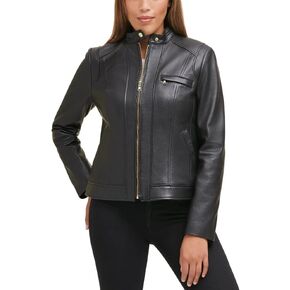 Cole Haan Women's Zip Front Fully Lined Leather Coat in Saudi Arabia