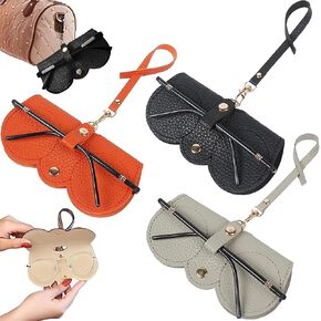 حقيبة نظارات شمسية من الجلد الناعم من WEISPO، حقيبة نظارات جلدية محمولة للسفر في الهواء الطلق وحقيبة منظم للنظارات الشمسية، حقيبة للنظارات الشمسية مع حزام معصم بمشبك زر (3 ألوان) in Kuwait