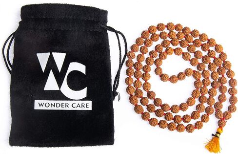قلادة Rudraksha Mala 5face (Panchmukhi) المعتمدة من Wonder Care، خرز Rudraksha الأصلي الأصلي، مسبحة جابا مالا، قلادة بوجا | مسبحة الصلاة | حبات التأمل in Kuwait