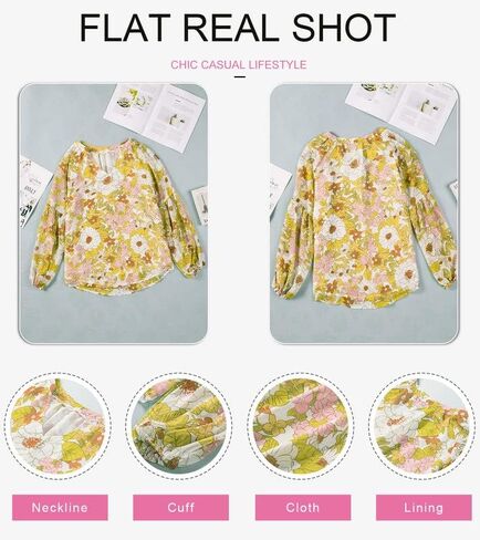 Dokotoo Women's Casual Boho Floral Print V Neck Long Sleeve T Shirt Blouses in Kuwait