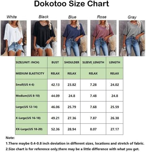 Dokotoo Women's Causual V Neck Short Sleeve Shirts Waffle Knit Loose Tunic Tops Blouses in Saudi Arabia