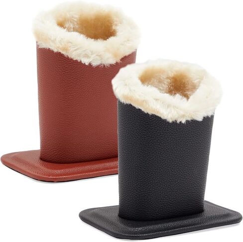 Juvale 2 Pack Eyeglasses Holder Stand, Plush Lined Bedside Glasses Case for Table, Desk, Nightstand (Black, Brown, PU Leather) in Saudi Arabia