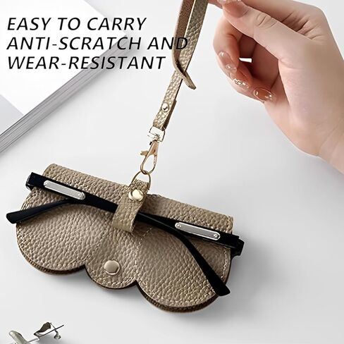 حقيبة نظارات شمسية من الجلد الناعم من WEISPO، حقيبة نظارات جلدية محمولة للسفر في الهواء الطلق وحقيبة منظم للنظارات الشمسية، حقيبة للنظارات الشمسية مع حزام معصم بمشبك زر (3 ألوان) in Kuwait