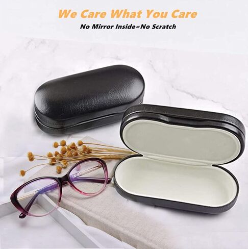 جراب مزدوج Eyegl، جراب Gl مزدوج صلب لإطارين، جراب واقٍ بطبقة مزدوجة لزوجين من Eyegl، جراب جل محمول من جلد البولي يوريثان بلون أسود للنساء والرجال in Kuwait