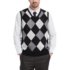 سترة Kallspin الرجالية Argyle Vest من الصوف المخلوط برقبة على شكل حرف V بدون أكمام in Kuwait