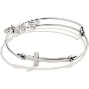 Alex and Ani Symbols and Tokens Expandable Bangle for Women, Spiritual Armor In Line Cross, Rafaelian Silver Finish, 2 to 3.5 in in Saudi Arabia