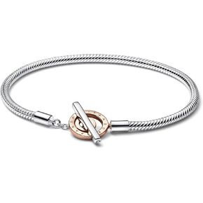 سوار سلسلة ثعبان على شكل حرف T يحمل شعار PANDORA Signature ذو لونين in Saudi Arabia
