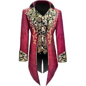 AIBEIX Men's Steampunk Vintage Tailcoat Jacket Gothic Victorian Frock Uniform
