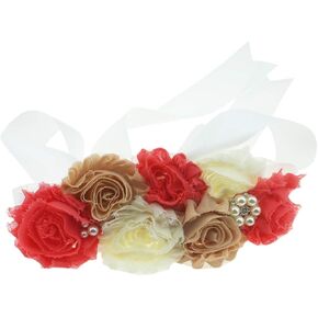 Flower Sash Belt with Rhinestone for Wedding Bride/Maternity Pregnancy Baby Shower Dress