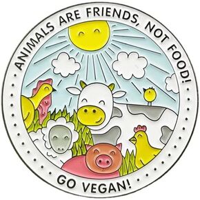 دبوس بروش من المينا بتصميم حيوانات بعبارة «Animals are Friends Not Food» لفقدان الوزن النباتي وهواية الخضروات، شارة جميلة لحقيبة الظهر، معدن، بدون احجار كريمة, معدن, بدون أحجار كريمة in Saudi Arabia